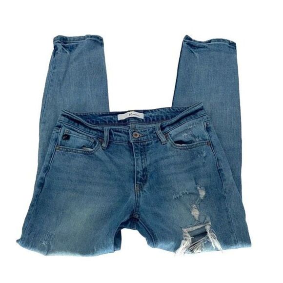 KanCan‎ Womens Distressed Jeans Denim 5 Pocket Stretch Light Wash Blue Size 7/27 - Picture 5 of 13